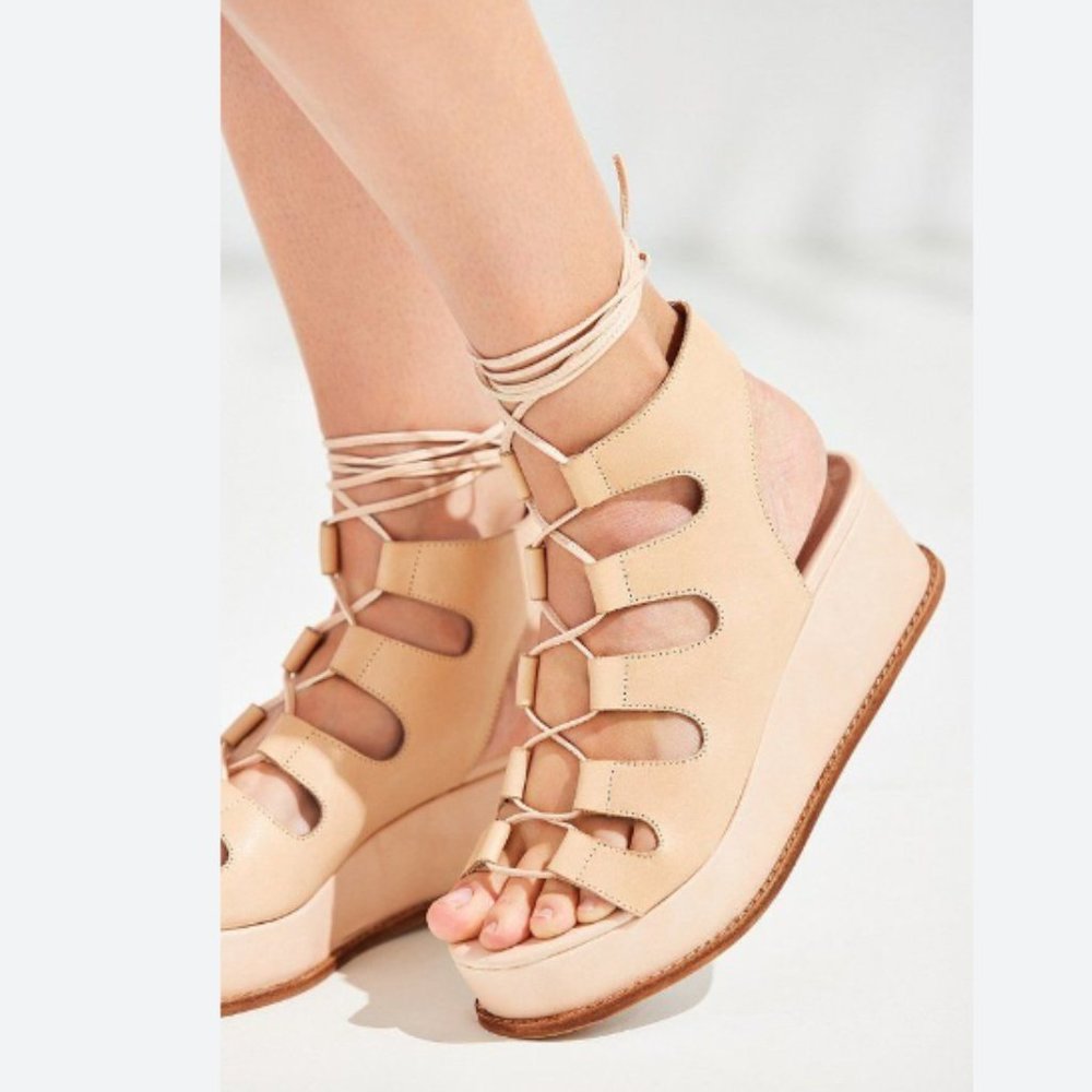 Jeffrey Campbell Ximeno Tan Lace Up Gladiator Platform Sandals